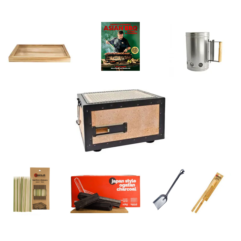 Set Konro limitato + Stile Ogatan Binchotan + PRE-ORDINE del libro di Jord Althuizen: BBQ asiatico